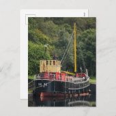 Vic32 Puffer Boat in het Crinan Canal Basin, Schot Feestdagenkaart (Voorkant / Achterkant)