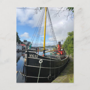 Vic32 puffervaartuig in Crinan Canal Basin, Schotl Feestdagenkaart