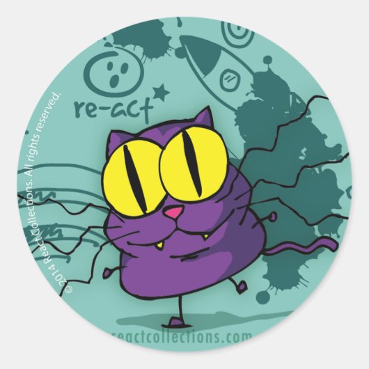 Vic, het geniale kat ronde sticker (Voorkant)