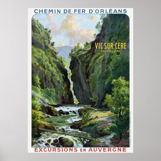Vic-sur-Cère France Vintage Travel Poster 1910 (Voorkant)