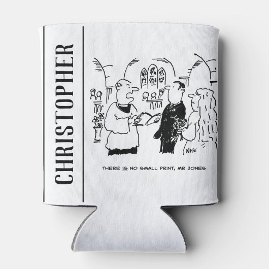 Vicar & Bridegroom tijdens huwelijksceremonie Blikjeskoeler (Achterkant)