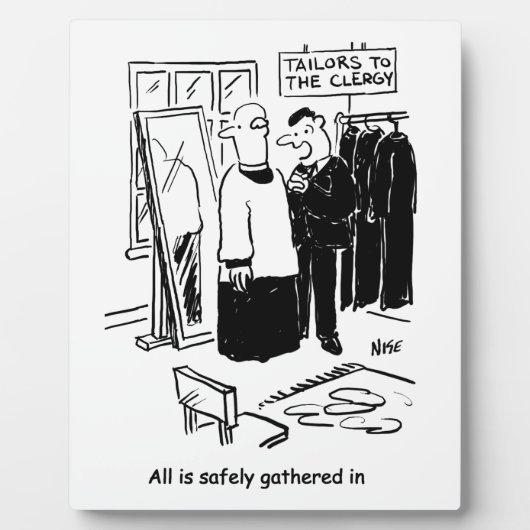 Vicar heeft een Cassock Fitting Church Cartoon Fotoplaat (Voorkant)