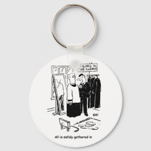 Vicar heeft een Cassock Fitting Church Cartoon Sleutelhanger