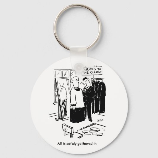 Vicar heeft een Cassock Fitting Church Cartoon Sleutelhanger (Voorkant)