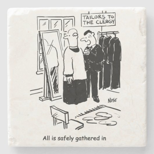 Vicar heeft een Cassock Fitting Church Cartoon Stenen Onderzetter (Voorkant)