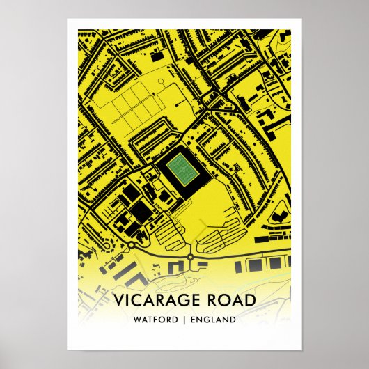 Vicarage Road Poster – thuisbasis van Watford FC,  (Voorkant)