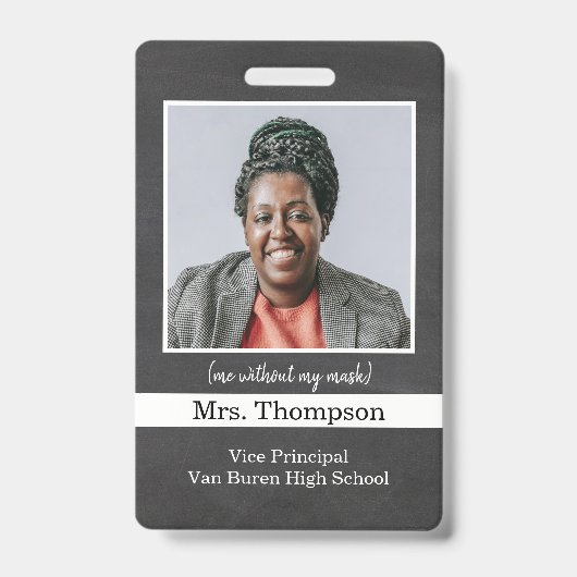 Vice-hoofdfoto-ID-badge voor terug naar school Badge (Front)