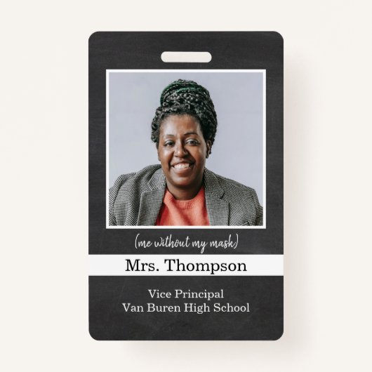 Vice-hoofdfoto-ID-badge voor terug naar school Badge (Voorkant)