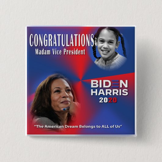 Vice President Elect Kamala Harris Vierkante Button 5,1 Cm (Voorkant)