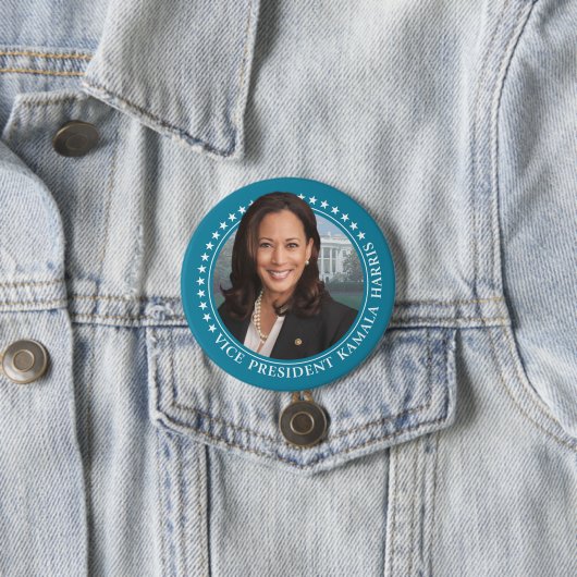 Vice President Kamala Harris 2024 - Blauwgroen ste Ronde Button 7,6 Cm (In situ)