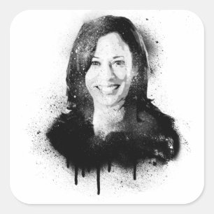 Vice-President Kamala Harris Graffiti Portret Vierkante Sticker