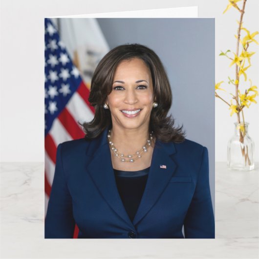 Vice-President Kamala Harris Portret Verjaardag Kaart (Gele Bloem)