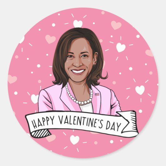 Vice-President Kamala Harris Valentijnsdag Ronde Sticker (Voorkant)