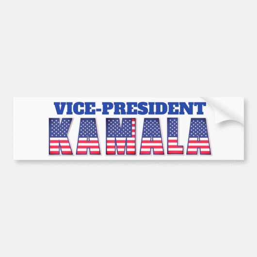 Vice-President Kamala in rood, wit en blauw Bumpersticker (Voorkant)