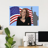 Vice Press Kamala Harris Vlag Vrijheidsbeeld Poster (Thuiskantoor)