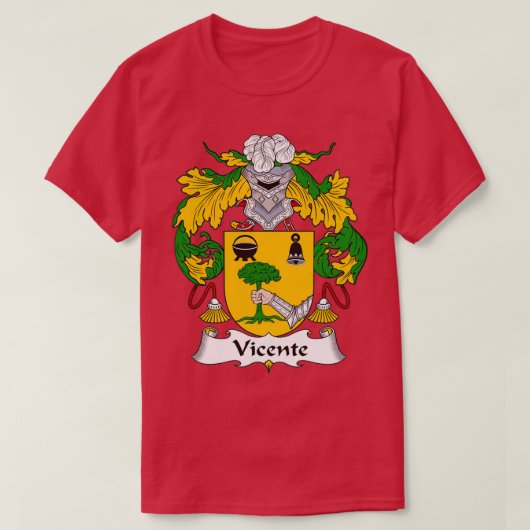 Vicente Coat of Arms Family Crest T-shirt (Design voorkant)