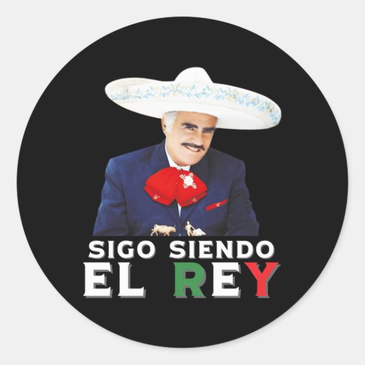 Vicente Fernandez Siendo El Rey Mexicaanse vlag Ronde Sticker (Voorkant)