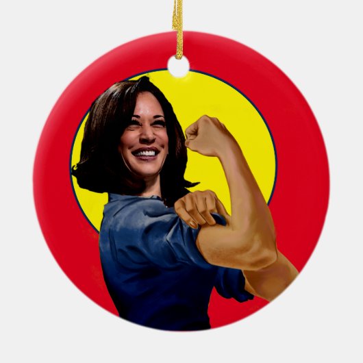 VicePresident Kamala Harris als Rosie Keramisch Ornament (Achterkant)