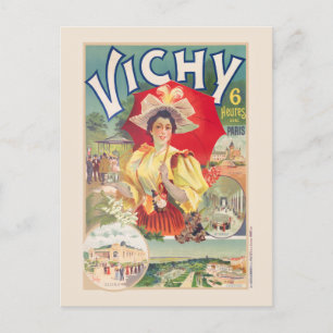 Vichy. 6 heures de Paris Vintage Poster 1895 Briefkaart