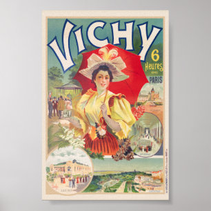 Vichy. 6 uur van Parijs Oude Poster 1895