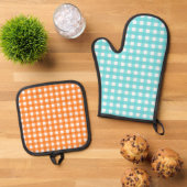 Vichy Bleu Ovenwant & Pannenlap Set (Top down)