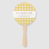 Vichy boerderij gele gingham plaid gecontroleerd f handwaaier (Achterkant)