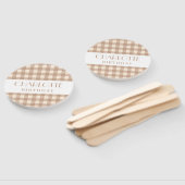 Vichy bruin beige gingham plaid gecontroleerd brui handwaaier (Niet-gemonteerd)