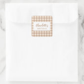 Vichy bruin beige preppy gingham plaid vierkante sticker (Tas)