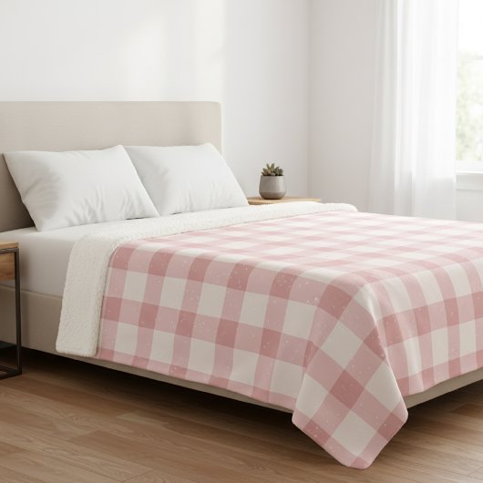 Vichy checkered blanket. sherpa deken