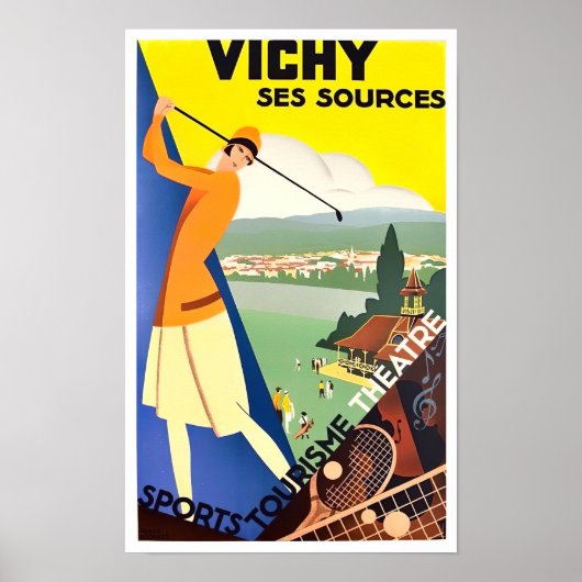 Vichy France vintage travel Poster (Voorkant)