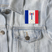 Vichy, Franse vlag Vierkante Button 5,1 Cm (In situ)