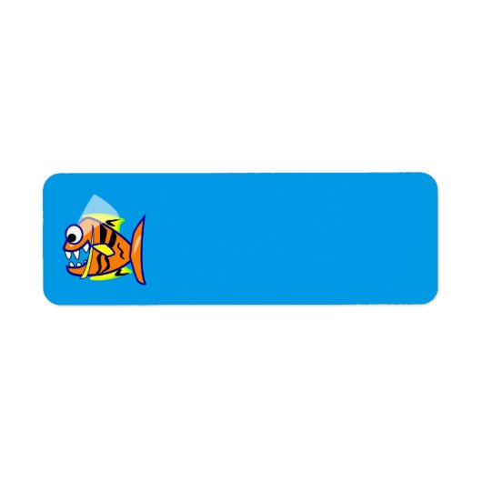VICIOUS CARTOON FUNNY PIRANHA FISH ZEE LOGO GRAPHI ETIKET (Voorkant)
