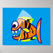 VICIOUS CARTOON FUNNY PIRANHA FISH ZEE LOGO GRAPHI POSTER (Voorkant)