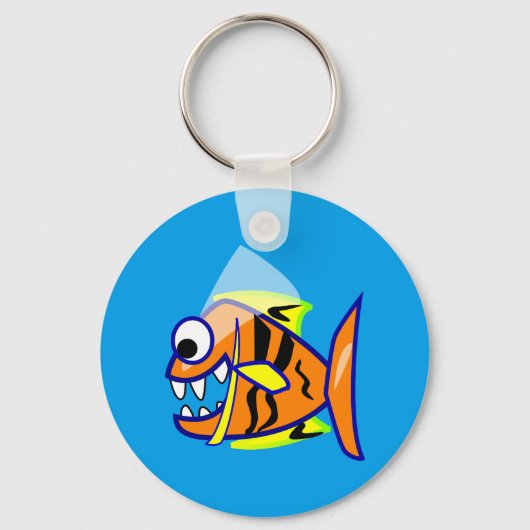 VICIOUS CARTOON FUNNY PIRANHA FISH ZEE LOGO GRAPHI SLEUTELHANGER (Voorkant)