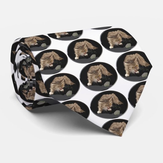 Vicious Tiger Kat Stalks a Mouse Stropdas (Opgerold)