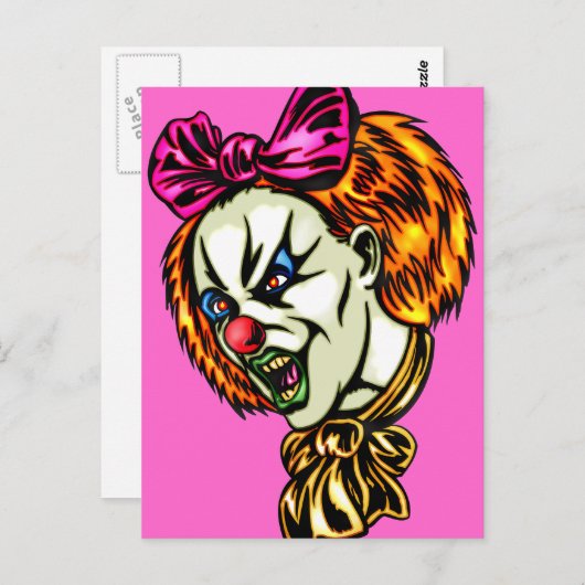 Vicious Vrouw Clown Briefkaart (Voorkant / Achterkant)