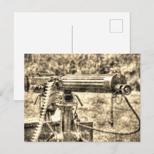 Vickers Pistool Vintage Briefkaart (Voorkant / Achterkant)