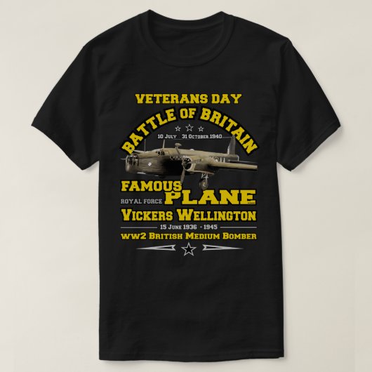 Vickers Wellington Britse middelgrote bommenwerper T-shirt (Design voorkant)