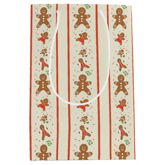 Vickie’s Gingerbread Parade-Cream Gift Bag Medium Cadeauzakje (Voorkant)
