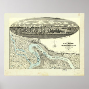 Vicksburg Mississippi 1863 Antiek Panorama Poster