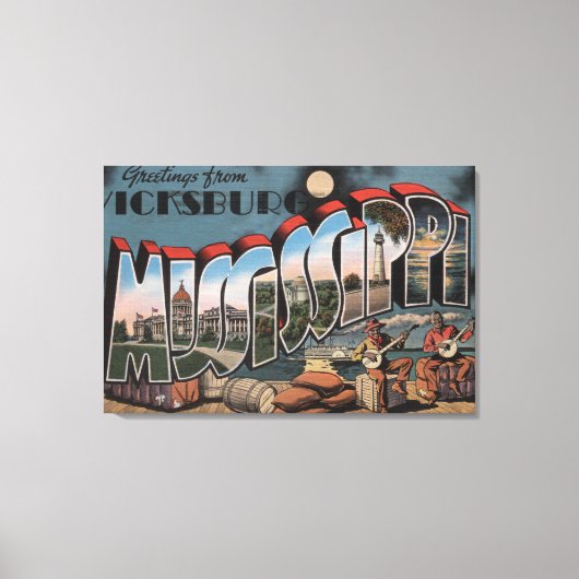 Vicksburg, Mississippi - Grote letterscènes Canvas Afdruk (Voorkant)
