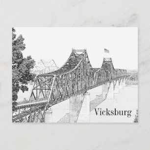 Vicksburg, Mississippi River Bridge Sketch Art Briefkaart