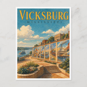 Vicksburg Mississippi Riverfront Muurschilderingen Briefkaart
