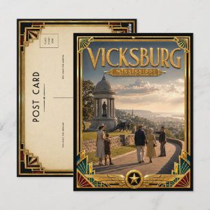 Vicksburg Mississippi Vintage Art Deco Gouden Tijd Briefkaart