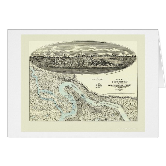 Vicksburg, MS Panoramic Map - 1863 (Voorkant Horizontaal)