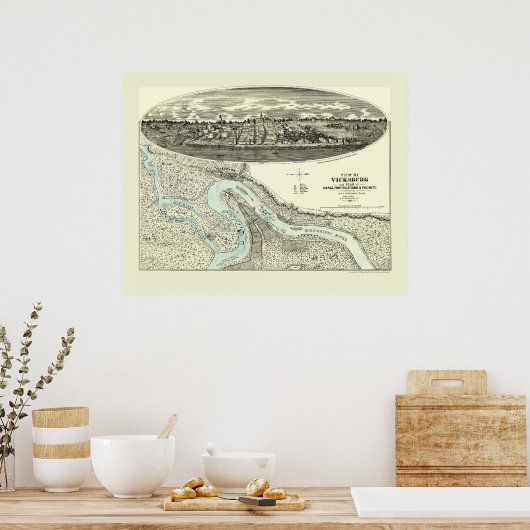 Vicksburg, MS Panoramic Map - 1863 Poster (Keuken)