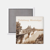 Vicksburg MS River Bridge Sepia Kopertint Magneet (Voorkant / Achterkant)