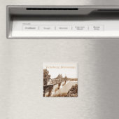 Vicksburg MS River Bridge Sepia Kopertint Magneet (Insitu (Vaatwasser))