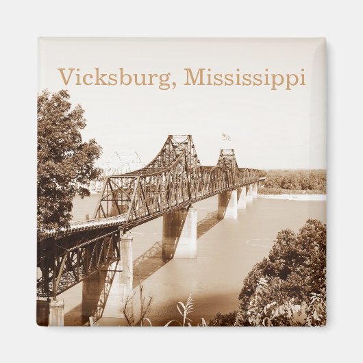 Vicksburg MS River Bridge Sepia Kopertint Magneet (Voorkant)