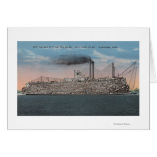 Vicksburg, MS - Uitzicht van Boat met Katoen aan b